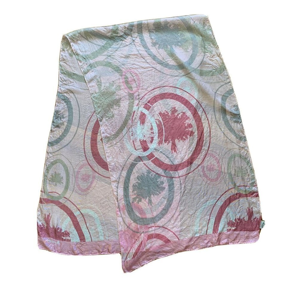 Aquascutum of London Pink Silk Scarf Wrap Sheer Rectangle 66” x 20” Geometric